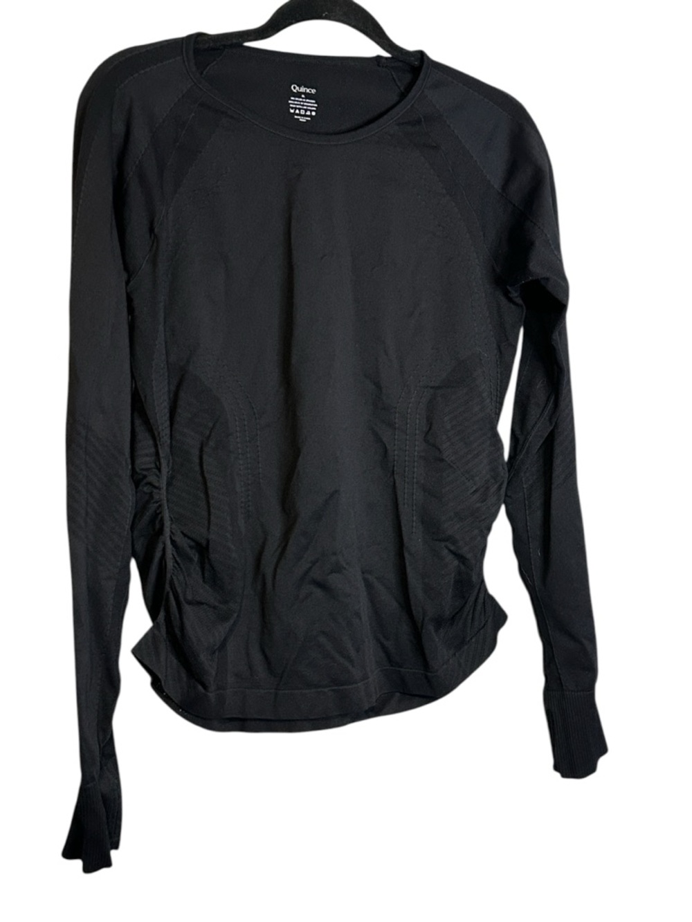 Quince Black Performance Long Sleeve Top XL Athletic Stretch Nylon Spandex - Picture 3 of 10